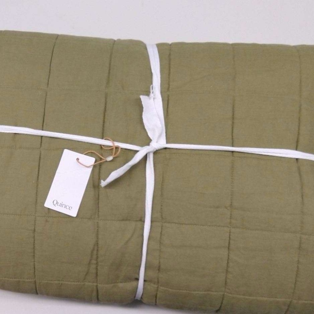 NWT QUINCE European Linen Box Quilt Full/Queen Aloe 8916 - Picture 7 of 11